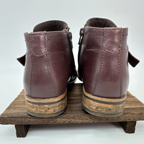 EARTH ORIGINS Abby Leather Ankle Boots Size 8.5M Walnut Brown Zip Side Buckle - Picture 8 of 10